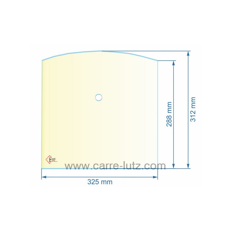 1523100 - verre réfractaire Vitrocéramique 325x310/288 Percée Godin 