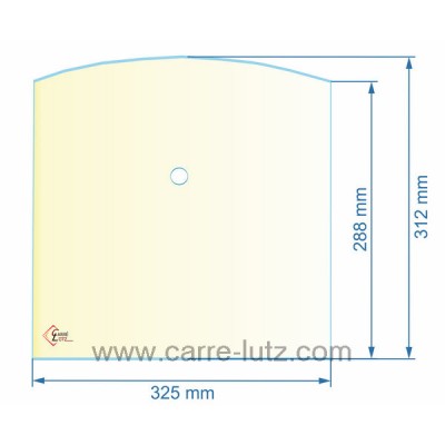 00306  1523100 - verre réfractaire Vitrocéramique 325x310/288 Percée Godin  75,90 €