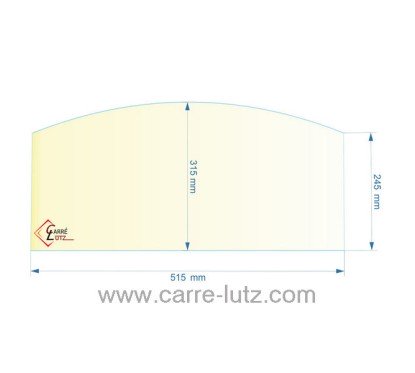 00197  26309 - Vitre réfractaire Vitrocéramique 515x315x245 arrondi de poêle Dovre 760CB 760GM 103,60 €