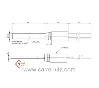 Bougie ou Résistance cristal de Quartz 350W de poêle à pellet 