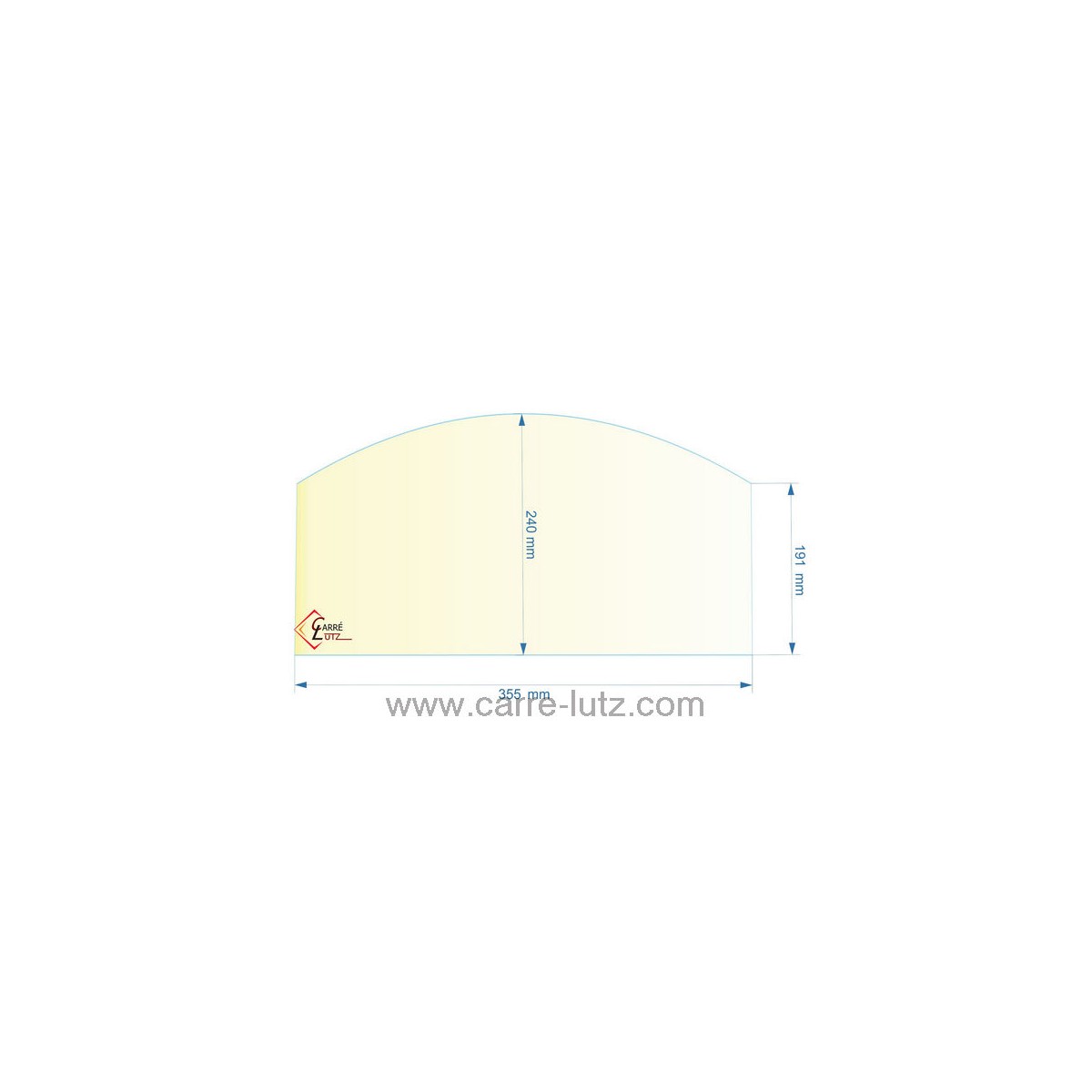 00369  25935 - Vitre réfractaire Vitrocéramique 355x240/191 mm de poêle Efel Surdiac  68,60 €