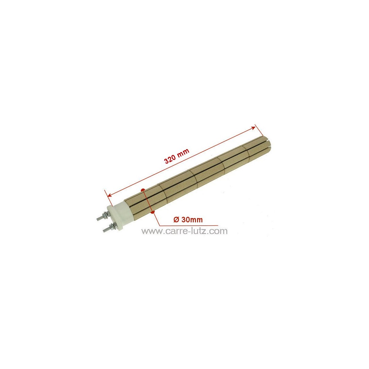 703692  Résistante stéatite de chauffe eau 32 x 320 mm 1200W monophasée 2 bornes 21,60 €