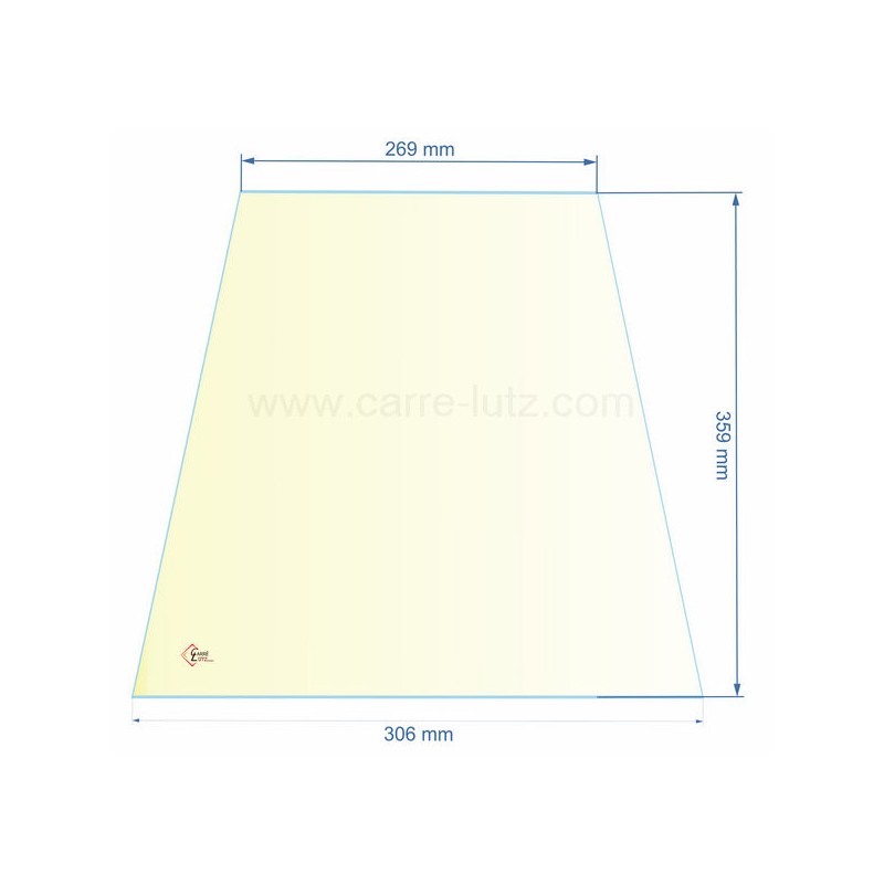 51114 - Vitre réfractaire Vitrocéramique 359/269x306 mm de foyer Aduro 11