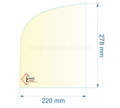 188829 - Vitre réfractaire Vitrocéramique 220x278/195 mm Franco-Belge