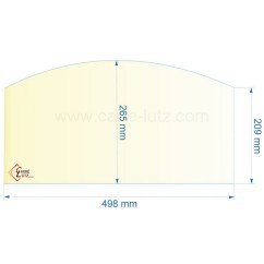 00387  188860 - Vitre réfractaire Vitrocéramique 498x265/209 mm Franco-Belge 94,30 €