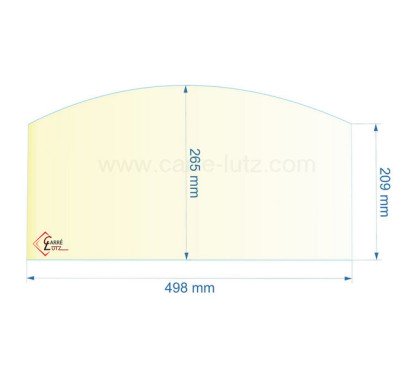 00387  188860 - Vitre réfractaire Vitrocéramique 498x265/209 mm Franco-Belge 94,30 €