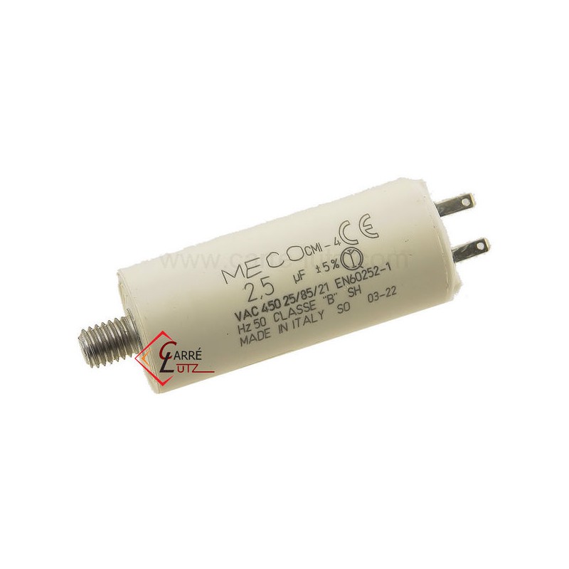 Condensateur permanent  2,5 µf  450V faston 2,8mm
pour moteur de volet roulant