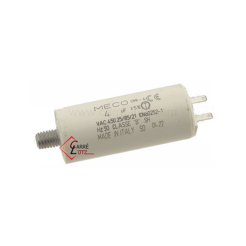 Condensateur permanent  4 µf  450V faston 2,8mm 