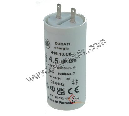 23090204  Condensateur permanent 4,5 µf 450V faston 2,8mm  4,00 €