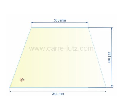 508023 - Vitre réfractaire Vitrocéramique 281x343/305 mm de foyer Panadero Alaska