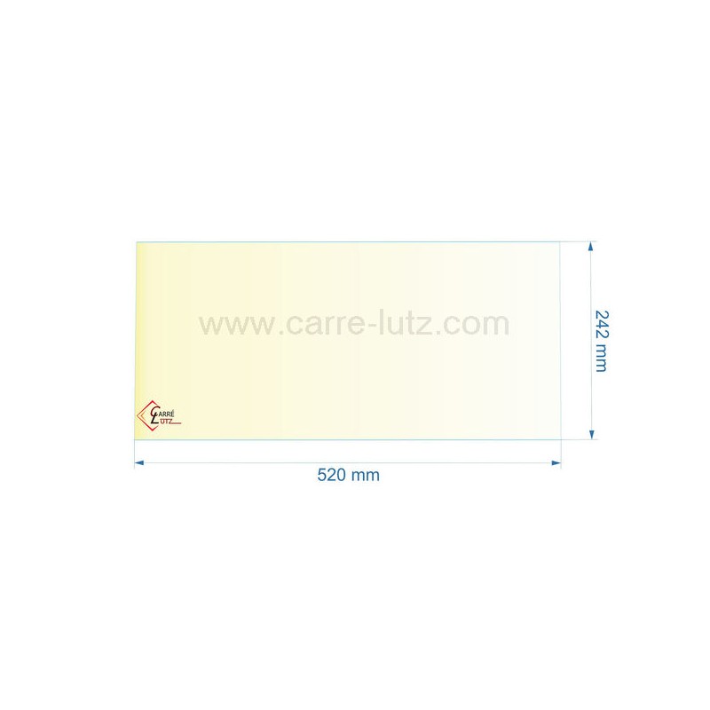 805055 - Vitre réfractaire Vitrocéramique 520x242 mm de foyer Panadero Alba