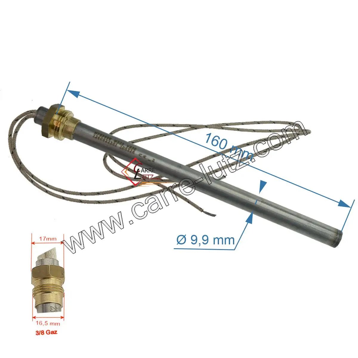 70390022  Bougie ou Résistance 320W 9,9 mm longueur 160 mm de poêle à pellet  44,10 €