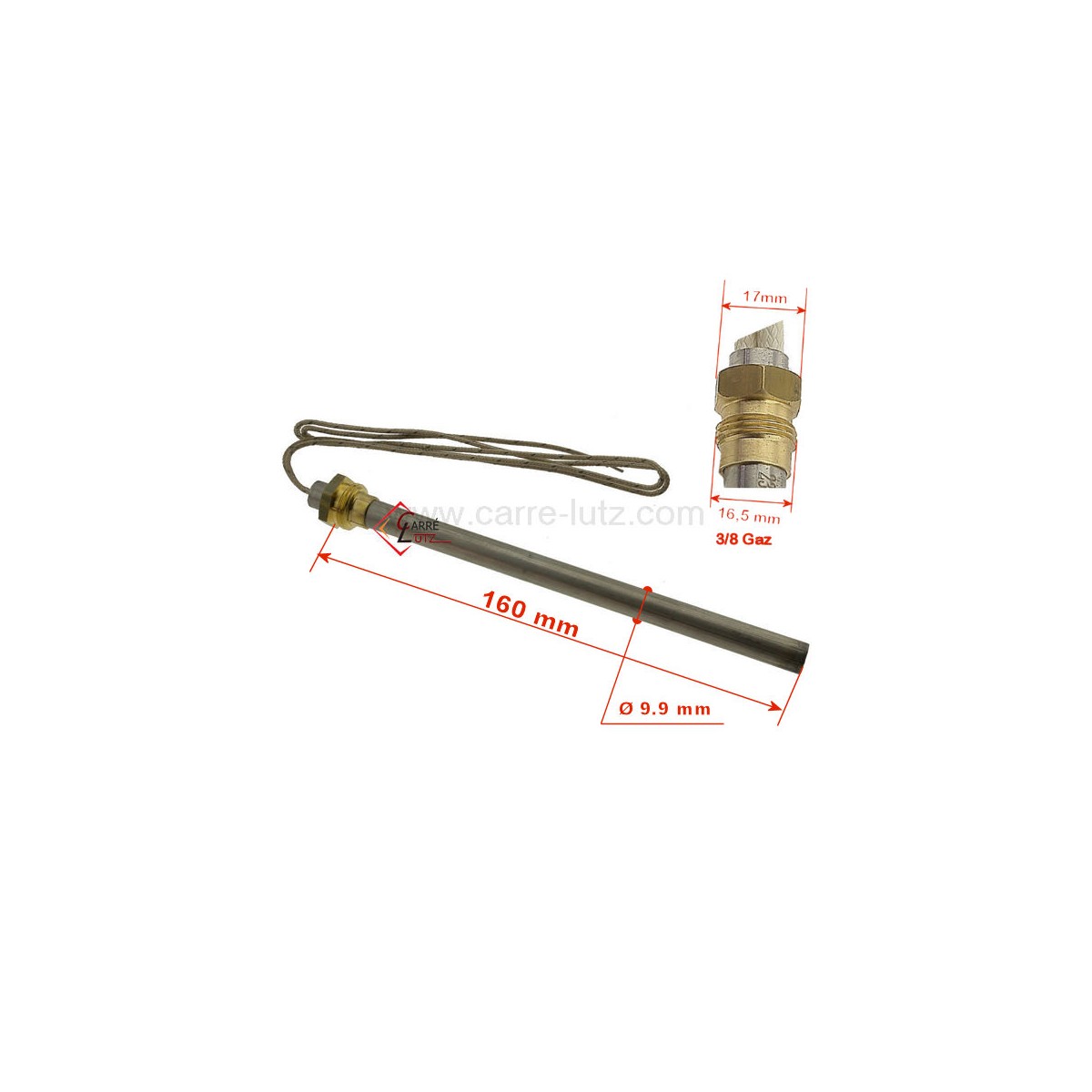 70390022  Bougie ou Résistance 320W 9,9 mm longueur 160 mm de poêle à pellet  44,10 €