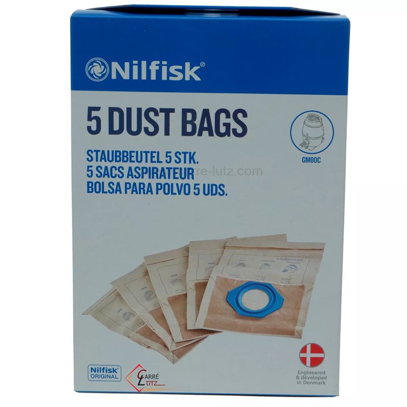 Sacs d'aspirateur par 5 Nilfisk GA70 GA80 GA90