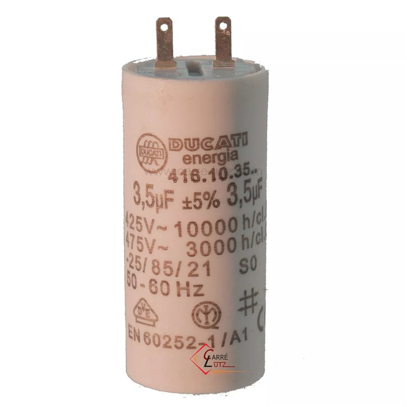 Condensateur permanent  3,5 µf  450V faston 2,8mm 