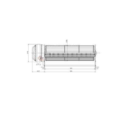 Ventilateur tangentiel trial 8AR28C-004 moteur à gauche 1 vitesse 44 W