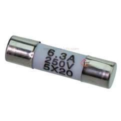 742012  Fusible 5x20 mm 6,3 Ampère 0,55 €