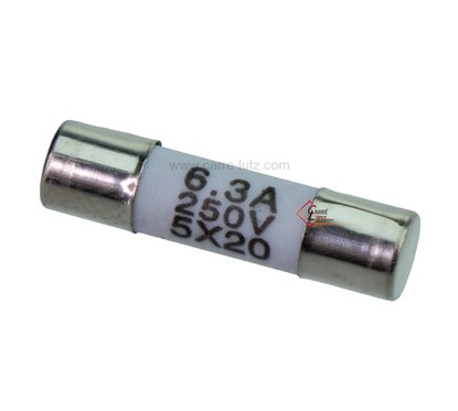 742012  Fusible 5x20 mm 6,3 Ampère 0,55 €