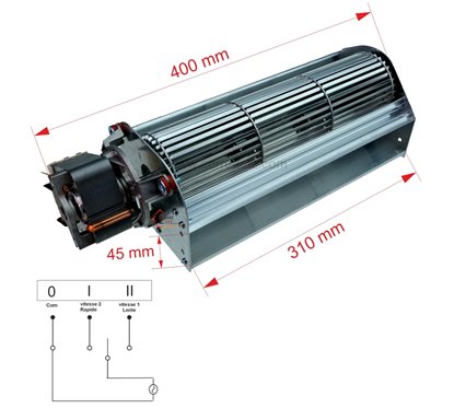 23190028  Ventilateur tangentiel 310mm moteur à Gauche 2 vitesses de poêle à pellets CMG 203,90 €