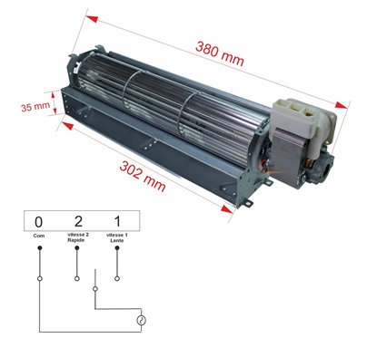 Ventilateur tangentiel 300 mm moteur à droite 2 vitesses DP0020262  Deville 