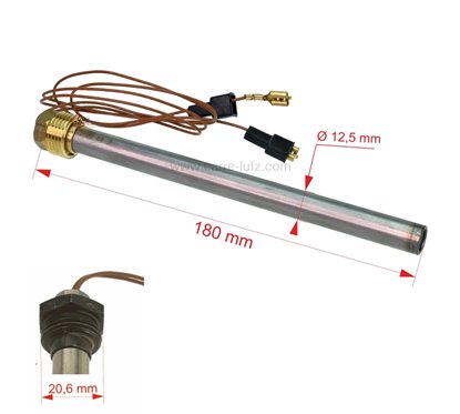 Résistance 350W 12,5 mm longueur 180 mm de poêle à pellet