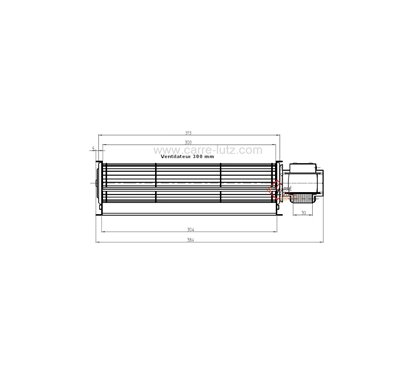 Ventilateur tangentiel 300 mm moteur à droite 1 vitesse