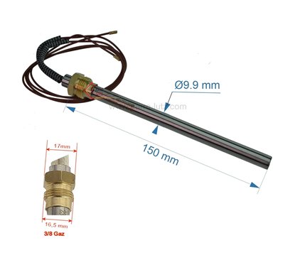Résistance 280W 9,9 mm longueur 150 mm de poêle à pellet