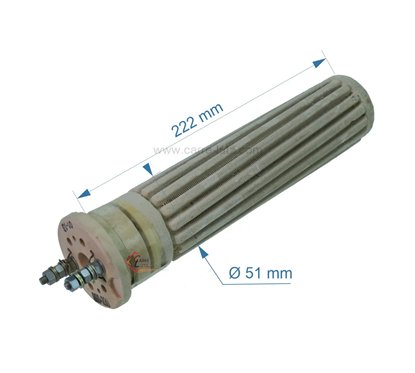 703609  Résistance stéatite de chauffe-eau 51x222 mm 900W monophasée 2 bornes 14,40 €