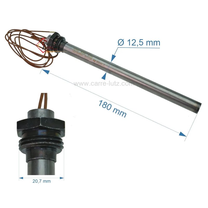703992  Résistance 350W 12,5 mm longueur 180 mm de poêle à pellet 44,60 €