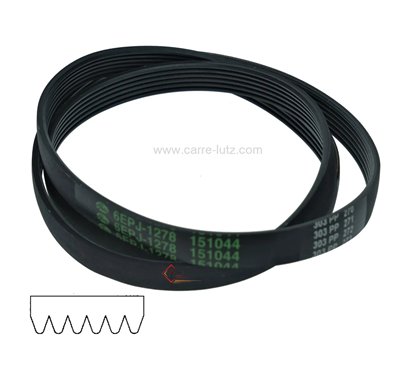 72690003  1278 J6 MAEL - Courroie plate 151044 de lave linge Gorenje 8,30 €