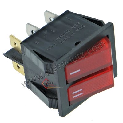 720005  Interrupteur double à voyant rouge 16A 250V 2,90 €