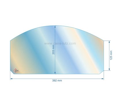 Vitre de poele en Vitrocéramique 392x125x203 arrondi de foyer Efel giant Ciney