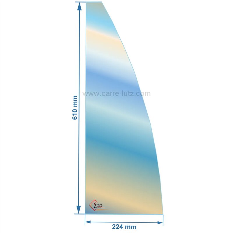 00266  AX615244A - verre réfractaire Vitrocéramique 610x224 cintré Invicta Pow-Wow 145,40 €