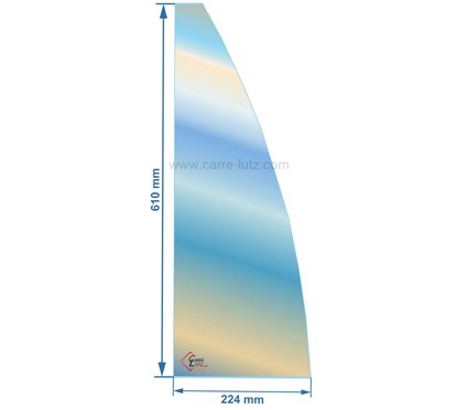 AX615244A - verre réfractaire Vitrocéramique 610x224 cintré Invicta Pow-Wow