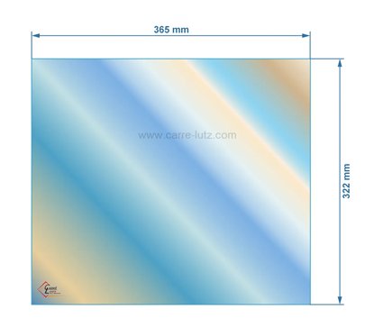 AX606160A - verre réfractaire Vitrocéramique 365x322mm de poêle  Invicta Sedan M