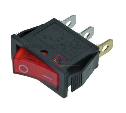 220204  Interrupteur à voyant rouge 16A 250V 3 cosses 1,30 €