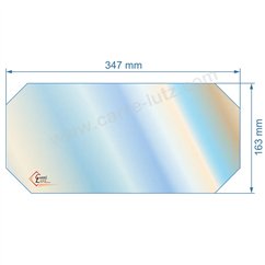 00102  Vitre de poele en Vitrocéramique 347x163 coins coupés de convecteur Efel 42,40 €