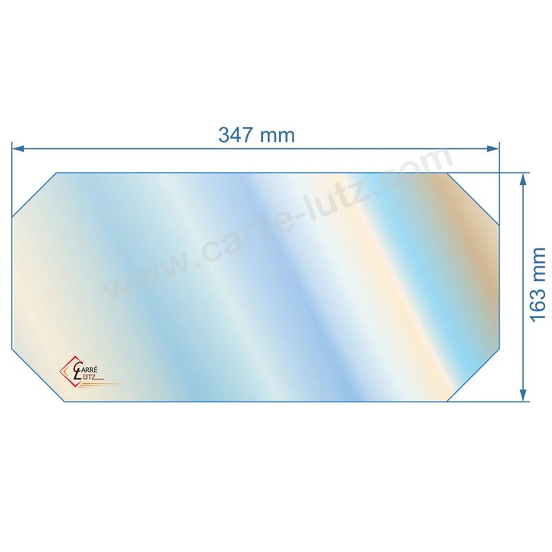 00102  Vitre de poele en Vitrocéramique 347x163 coins coupés de convecteur Efel 42,40 €