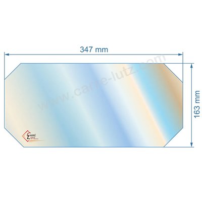 00102  Vitre de poele en Vitrocéramique 347x163 coins coupés de convecteur Efel 41,60 €