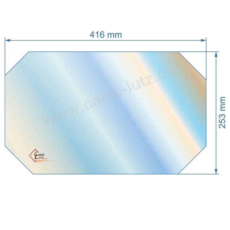 00104  Vitre de poele en Vitrocéramique 416x253 coins coupés Efel montana Ciney 66,30 €
