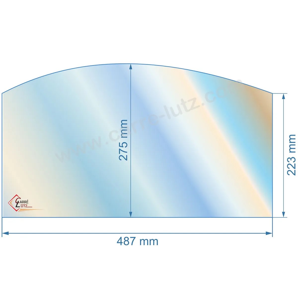 00107  Vitre de poele en Vitrocéramique 487x223x275 arrondi Efel oregon 68,90 €