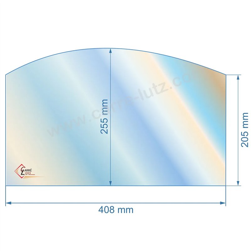 00108  Vitre de poele en Vitrocéramique 408x205x255 arrondi Efel symphonie 65,80 €