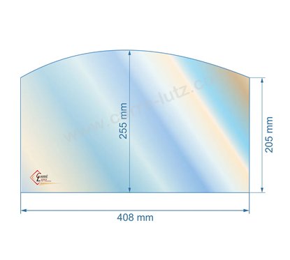 00108  Vitre de poele en Vitrocéramique 408x205x255 arrondi Efel symphonie 65,80 €