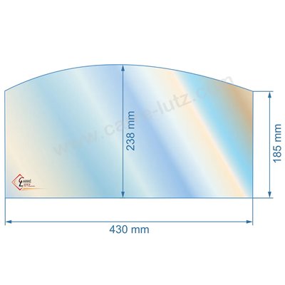 00109  Vitre de poele en Vitrocéramique 430x238x185 arrondi 65,00 €