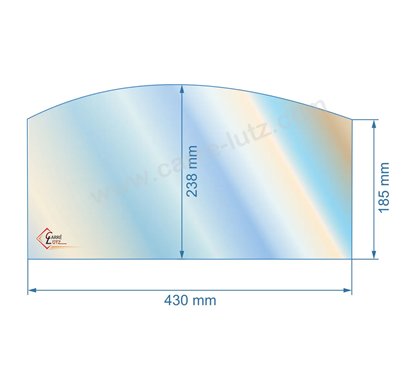 Vitre de poele en Vitrocéramique 430x238x185 arrondi