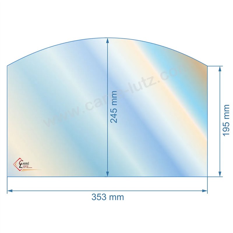 00111  Vitre de poele en Vitrocéramique 353x245x195 arrondi 57,70 €