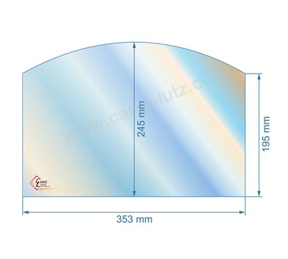 Vitre de poele en Vitrocéramique 353x245x195 arrondi