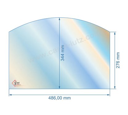 Vitre de poele en Vitrocéramique 486x344x276 arrondi Efel harmony gaz