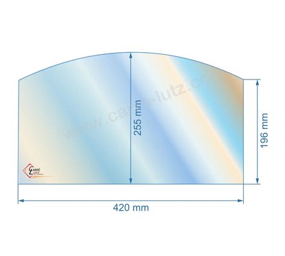 00121  Vitre de poele en Vitrocéramique 420x255x196 arrondi Franco Belge 67,20 €