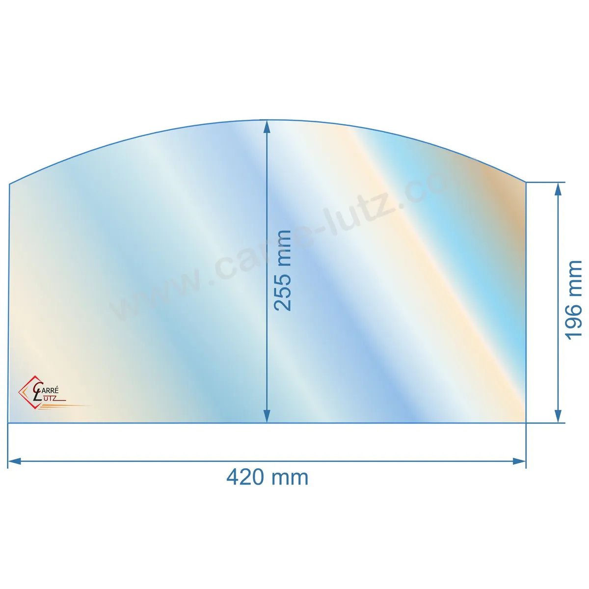 00121  Vitre de poele en Vitrocéramique 420x255x196 arrondi Franco Belge 67,20 €